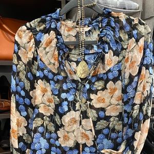 Rebecca Taylor blouse in blue floral - size Small